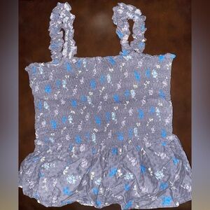 Universal Thread deep blue/grey Floral Tank with Blue Accents